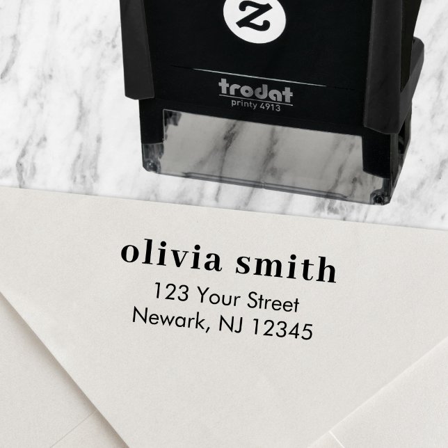 Tampon Auto-encreur Adresse de retour Nom minimal simple (Créateur téléchargé)