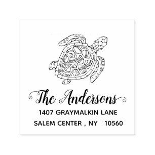 Tampon Auto-encreur Adresse de retour personnalisée de la tortue manus