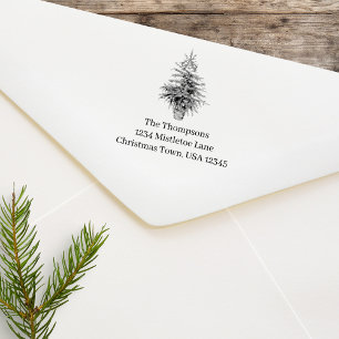 Tampon Auto-encreur Adresse de retour personnalisée de l'arbre de Noël