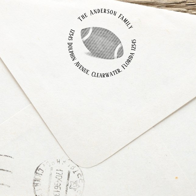 Tampon Auto-encreur Adresse de retour personnalisée Football (Football return address self inking stamp.)