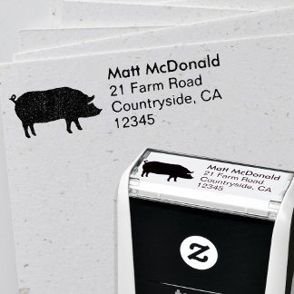 Tampon Auto-encreur Adresse de retour Pig Silhouette