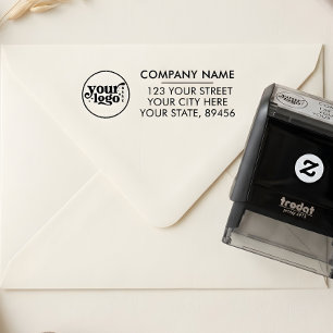 Tampon Auto-encreur Adresse de retour professionnel Logo de l'entrepri