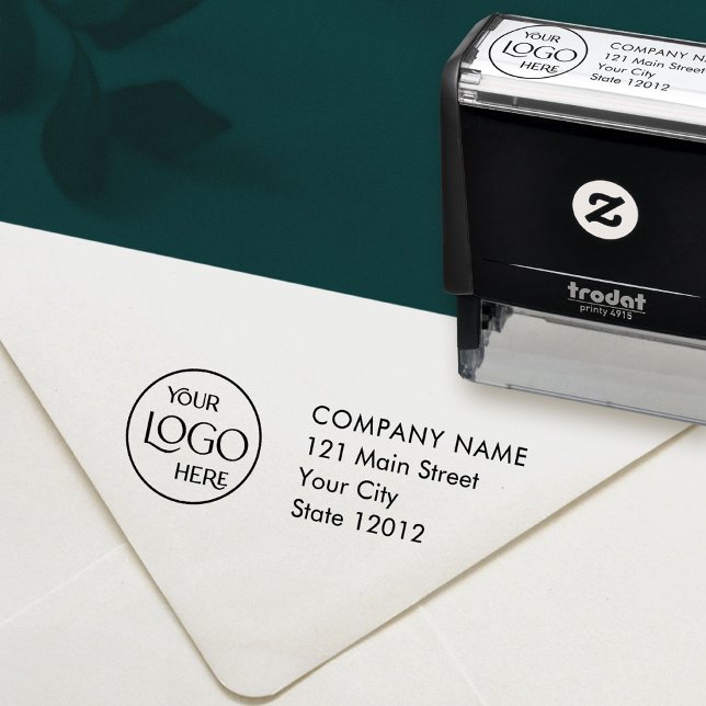 Tampon Auto-encreur Adresse de retour professionnel Logo professionnel (Créateur téléchargé)