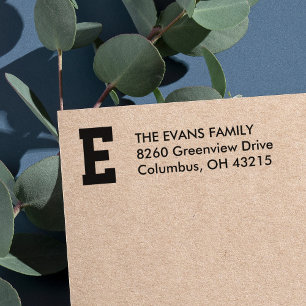 Tampon Auto-encreur Adresse de retour simple initiale sportive