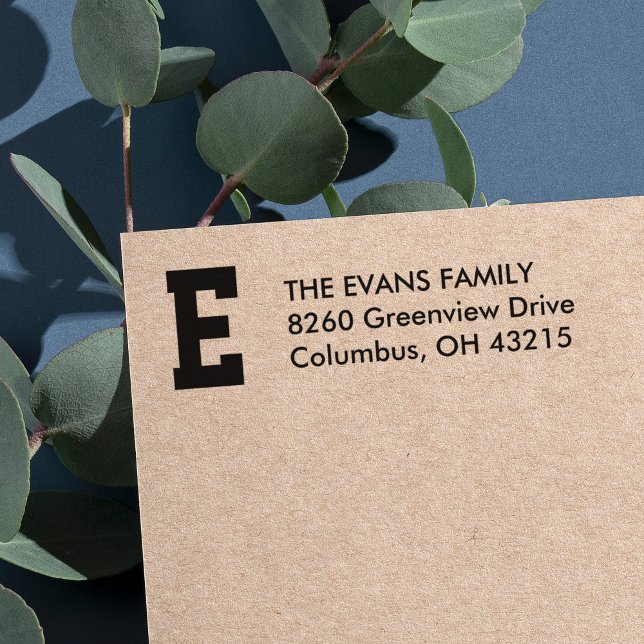 Tampon Auto-encreur Adresse de retour simple initiale sportive (Créateur téléchargé)