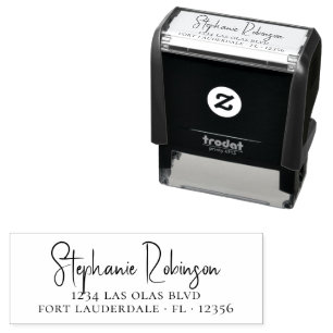 Tampon Auto-encreur Adresse de Retour Typographie Élégante Moderne Chi