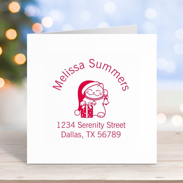 Tampon Auto-encreur Adresse du chat de Noël (Créateur téléchargé)