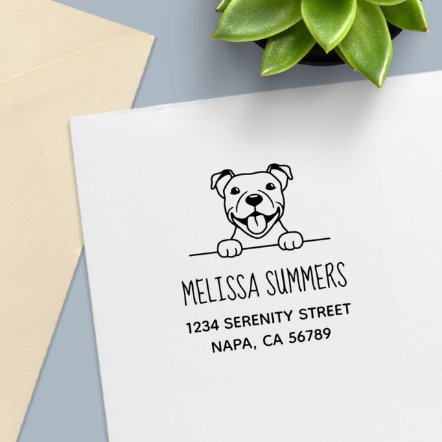 Tampon Auto-encreur Adresse du Chien à Puce souriant (Créateur téléchargé)