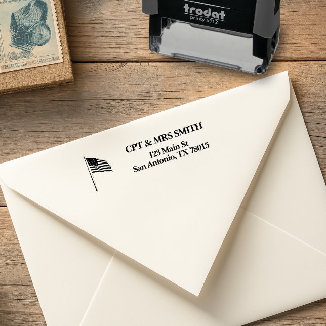 Tampon Auto-encreur Adresse du drapeau patriotique américain (US Flag Return Address Stamp)