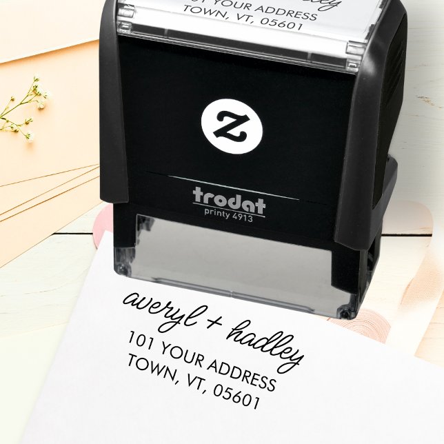 Tampon Auto-encreur Adresse du Mariage de calligraphie de script de co (Créateur téléchargé)