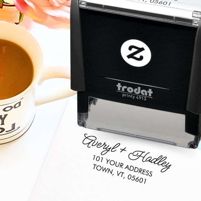 Tampon Auto-encreur Adresse du Mariage de calligraphie de script de co (Créateur téléchargé)