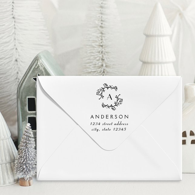 Tampon Auto-encreur Adresse du monogramme de la famille des couronnes  (Créateur téléchargé)