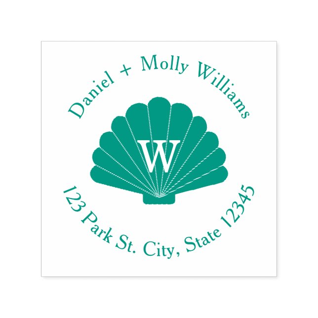 Tampon Auto-encreur Adresse du monogramme du coquillage (Design)