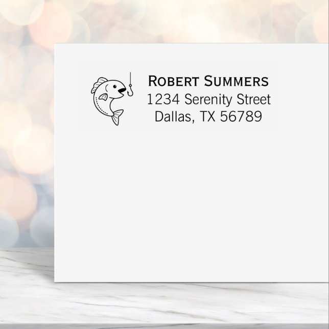 Tampon Auto-encreur Adresse du poisson et du crochet de pêche (Créateur téléchargé)