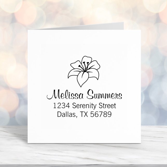 Tampon Auto-encreur Adresse Exotique Lily Flower (Créateur téléchargé)