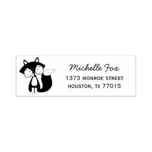 Tampon Auto-encreur Adresse mignonne de Fox de hippie
