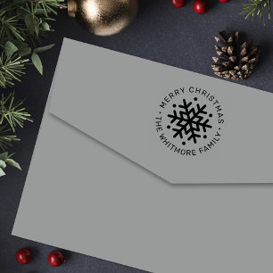 Tampon Auto-encreur Adresse Moderne Flocon de Neige Joyeux Noël