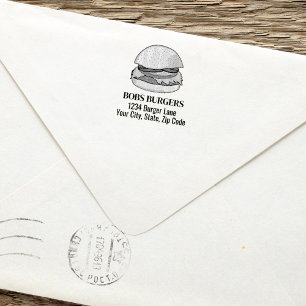 Tampon Auto-encreur Adresse personnalisée du hamburger d'entreprise mo