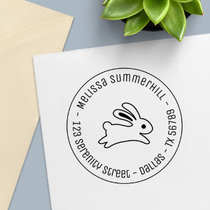 Tampon Auto-encreur Adresse ronde lapin en cours