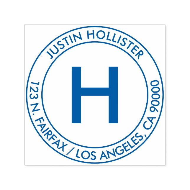 Tampon Auto-encreur Adresse simple et monogramme initial (Design)