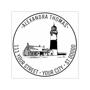 Tampon Auto-encreur Adresse stylisée du phare de Sankaty Head à Nantuc