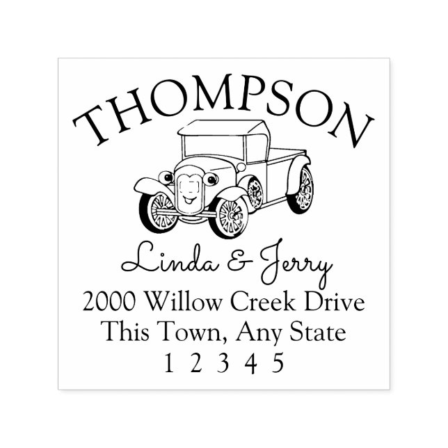 Tampon Auto-encreur Adresse vintage du camion (Design)