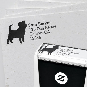 Tampon Auto-encreur Affenpinscher Chien Silhouette Adresse de retour