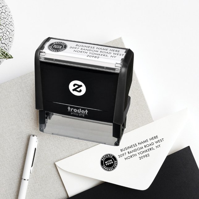 Tampon Auto-encreur Ajouter un logo d'entreprise et une adresse d'entr (Business Logo and Return Address Rubber Stamp)