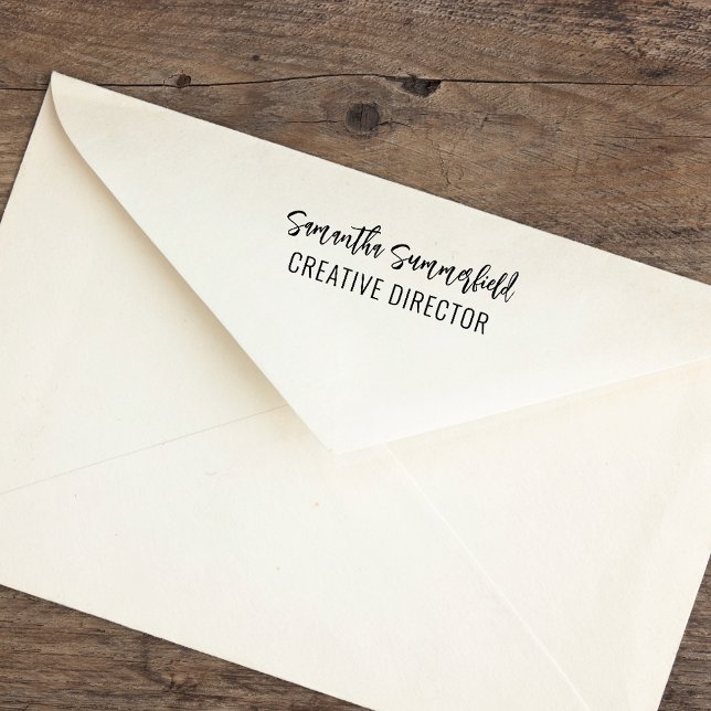 Tampon Auto-encreur Ajouter une signature et un titre de tâche profess (Modern Script Typography Self Inking Rubber Stamp)