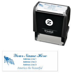 Tampon Auto-encreur America le beau nom Adresse Timbre 4 lignes