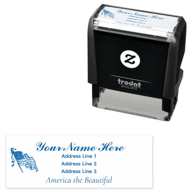Tampon Auto-encreur America le beau nom Adresse Timbre 4 lignes (En situation)