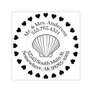 Tampon Auto-encreur Amour de la mer, Coquilles, Contact personnel