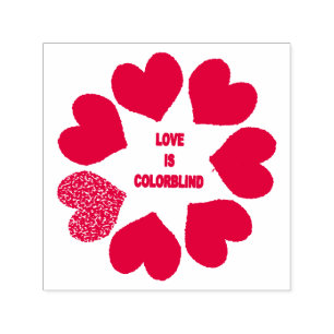 Tampon Auto-encreur Amour Interracial Coeurs arc-en-ciel Stamp auto-en