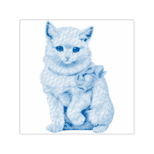 Tampon Auto-encreur ~ AMOUREUX DE LES CHATS ~ dessin Vintage de chat b