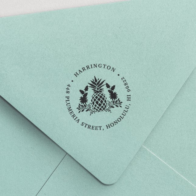 Tampon Auto-encreur Ananas de Noël | Adresse de retour de vacances (Créateur téléchargé)