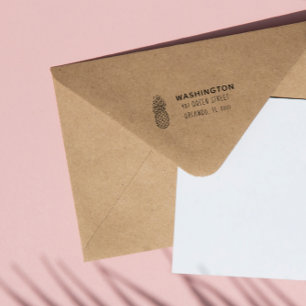 Tampon Auto-encreur Ananas tropical Nom personnalisé Adresse de retour