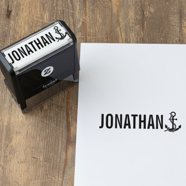 Tampon Auto-encreur Anchor with Name Signature Stamp (Elegant anchor signature stamp.)