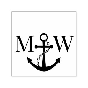 Tampon Auto-encreur Ancre à chaîne Couple Mariage 2 Monogramme initial