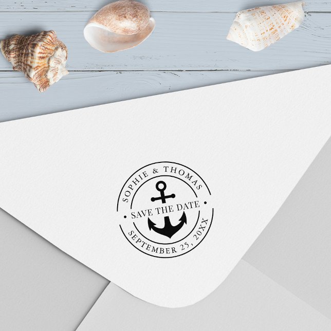Tampon Auto-encreur Ancre à double bordure ronde Enregistrer la date (Créateur téléchargé)