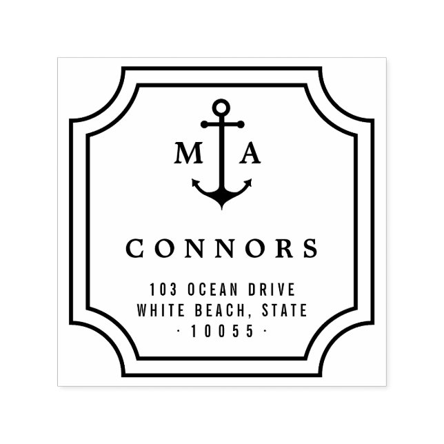 Tampon Auto-encreur Ancre Monogramme Cadre Mariage auto-encre Timbre (Design)