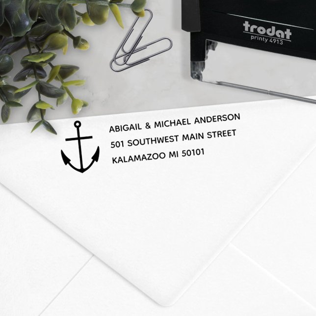 Tampon Auto-encreur Ancre nautique ⚓️ adresse de retour (Nautical Anchor ⚓️ Return Address Self-inking Stamp
)