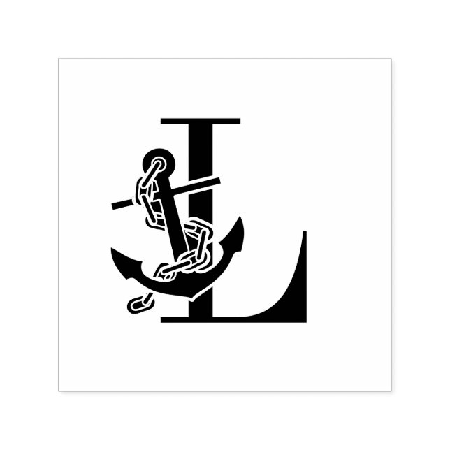Tampon Auto-encreur Ancre sur monogramme initial unique (Design)