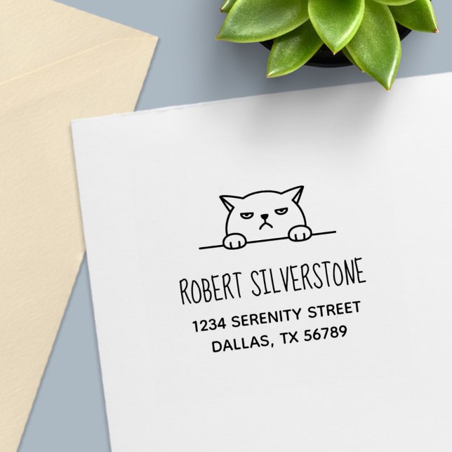 Tampon Auto-encreur Angry Moody Cat Pékin au-dessus Adresse (Créateur téléchargé)