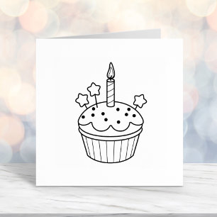 Tampon Auto-encreur Anniversaire Bougie Cupcake Couleur moi