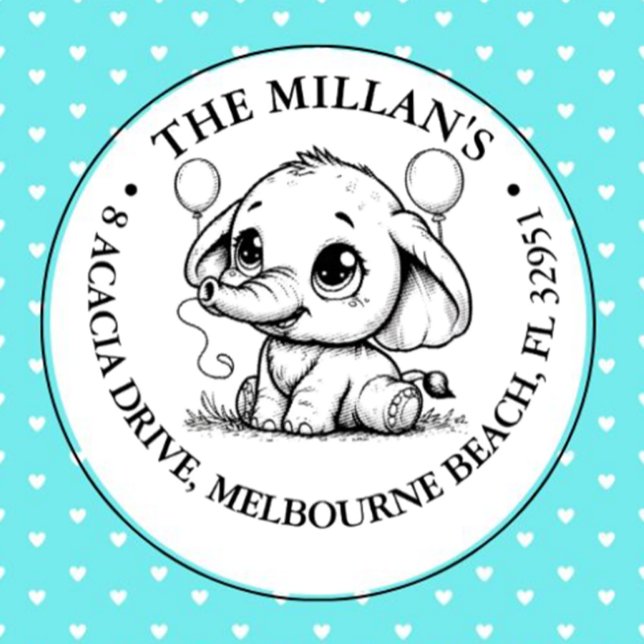 Tampon Auto-encreur Anniversaire de la fête Elephant thème (Make every moment special with our adorable baby elephant self-inking stamp)