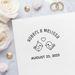 Tampon Auto-encreur Anniversaire du Mariage Couple Lovebirds