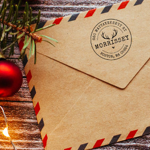 Tampon Auto-encreur Antlers de cerfs d'adresses personnalisés