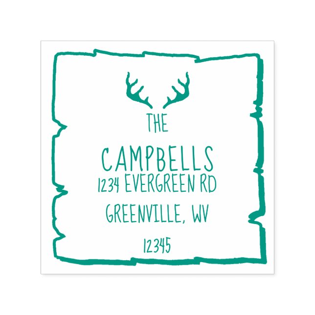 Tampon Auto-encreur Antlers Rustic Woodland Funny Adresse de retour (Design)