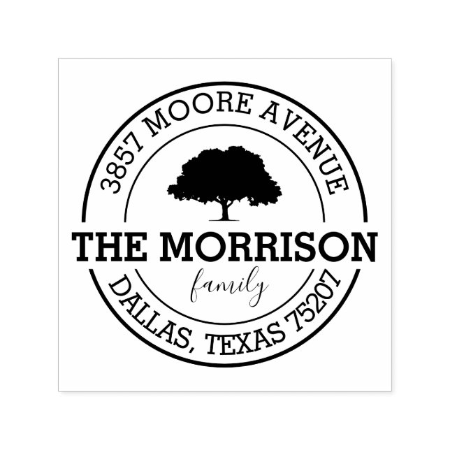 Tampon Auto-encreur Arborescence de la famille personnalisée | Nom, ad (Design)