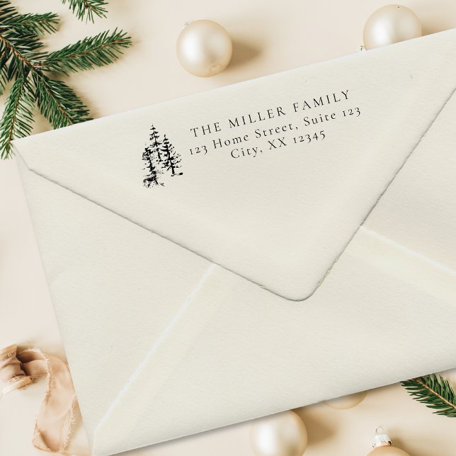 Tampon Auto-encreur Arbre de Noël | Adresse de retour de l'arbre de pi (Créateur téléchargé)